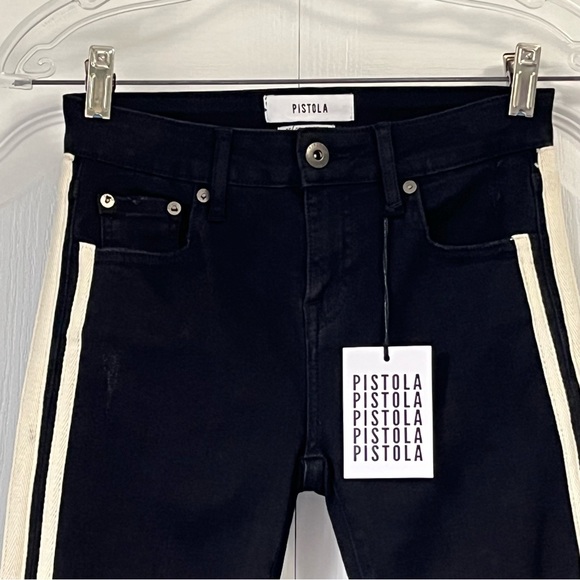 REVOLVE PISTOLA Audrey Berlin night Midrise Skinny denim Jeans raw hem size 25 - Picture 3 of 16